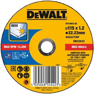 DeWalt Accessoires Extreme 2X Doorslijpschijf INOX 115 x 1.2 x 22,2mm - DT43903-QZ