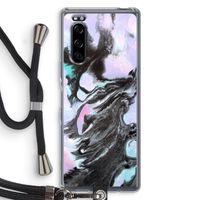 Pastel zwart: Sony Xperia 5 Transparant Hoesje met koord Pastel zwart: Sony Xperia 5 Transparant Hoesje met koord