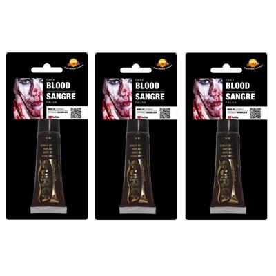 Fiestas Guirca Tube vloeibaar horror nepbloed - 3x - schmink - rood - 20 ml - Halloween