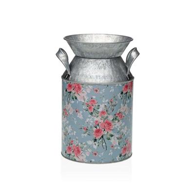 Vaas Versa Blauw Metaal Blommor 13 x 15,5 x 21 cm