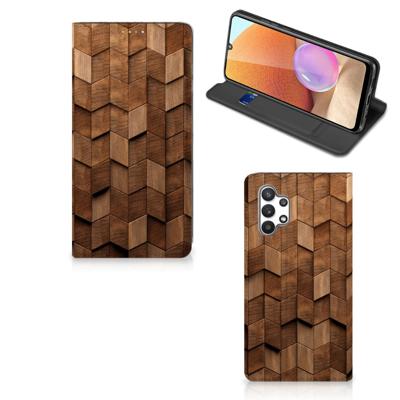 Book Wallet Case voor Samsung Galaxy A32 4G | A32 5G Enterprise Editie Wooden Cubes Book Wallet Case voor Samsung Galaxy A32 4G | A32 5G Enterprise Editie Wooden Cubes