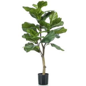 Emerald Groene kunstplant ficus Lyrata - 90 cm - in pot - Mooie decoratie kunstplanten voor binnen