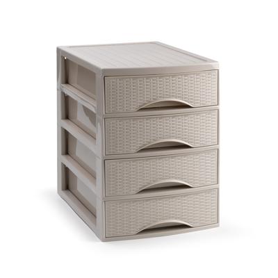Ladekastje bureau organizer SORTED - 4 lades - beige - L26 x B35 x H36 cm - kunststof
