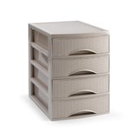 Ladekastje bureau organizer SORTED - 4 lades - beige - L26 x B35 x H36 cm - kunststof