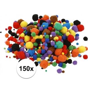 150x knutsel pompons 15-40 mm kleuren