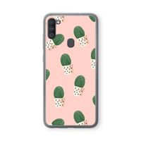 Cactusprint roze: Samsung Galaxy A11 Transparant Hoesje