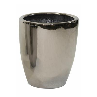 Mega Collections Bloempot Emperor High - rond - zilver - D33 x H38 cm - glans