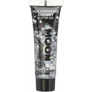 Moon Creations Chunky Glittergel voor lichaam en gezicht - zilver - 12 ml