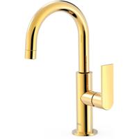 Wastafelkraan Tres Loft | Opbouw | Draaibare uitloop | Mengkraan | Standaard model | 1-hendel | Rond | 24k Goud glans