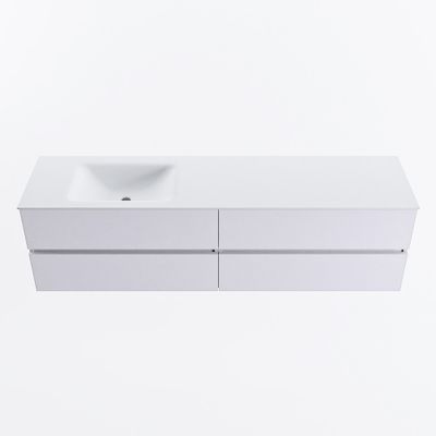 MONDIAZ VICA 180cm badmeubel onderkast Cale 4 lades. Wastafel CLOUD links zonder kraangat, kleur Talc.