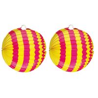 6x stuks gekleurde party Lampion geel/roze 24 cm