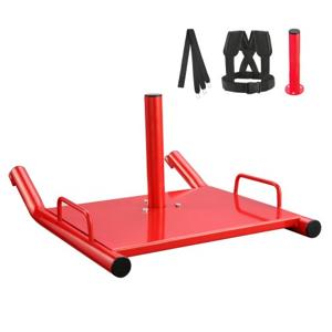 VEVOR krachttraining trekslee fitness kracht snelheidstraining slee stalen trainingsapparaat voor snelheidsverbetering voor 2" halterschijven rood