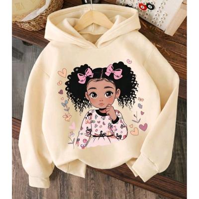 Bon&Bon Girls Cartoon Warm Hoodie - Apricot Polyester Cute Sweatshirt 4 jaar