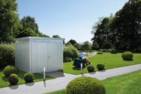 Biohort Metalen tuinhuis Highline H4 275x275x222 cm met dubbele deur- Plat dak- Metaal- Biohort