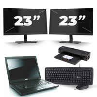 Dell Latitude E6500 - Intel Core 2 Duo - 15 inch - 4GB RAM - 240GB SSD - Windows 10 Home + 2x 23 inch Monitor