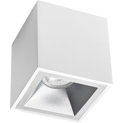 Opbouwspot GU10 - Pragmi Cliron Pro - Opbouw Vierkant - Mat Wit/Zilver - Aluminium - Verdiept - 90mm Opbouwspot GU10 - Pragmi Cliron Pro - Opbouw Vierkant - Mat Wit/Zilver - Aluminium - Verdiept - 90mm