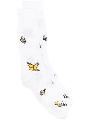 Thom Browne chaussettes Birds And Bees en maille intarsia - Blanc