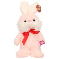 Paashaas/haas/konijn knuffel dier - zachte pluche - lichtroze - cadeau - 32 cm - met strikje   -