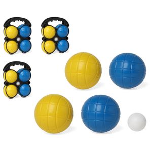 Kleine jeu de boules sets met 12 gekleurde ballen in draagtas