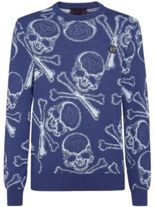 Philipp Plein skull-motif cotton jumper - Bleu