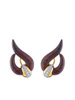 FRED LEIGHTON boucles d'oreilles Cocobolo en or 18ct orné de diamants