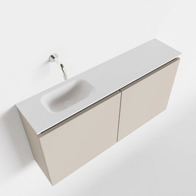Toiletmeubel Mondiaz Ture | 100 cm | Meubelkleur Linen | Eden wastafel Talc Links | Zonder kraangat