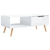 The Living Store Salontafel Woonkamer - 100 x 49.5 x 43 cm - Hoogglans Wit - thumbnail