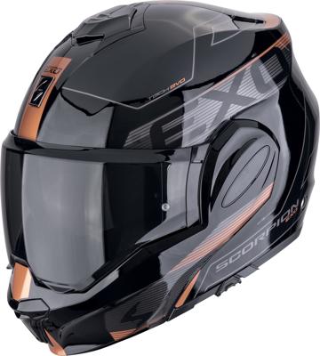SCORPION EXO-Tech Evo Traveller, Systeemhelm, Zwart-Koper