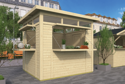 Kiosk Claus 277x244 cm- Plat dak- Hout- Tuindeco
