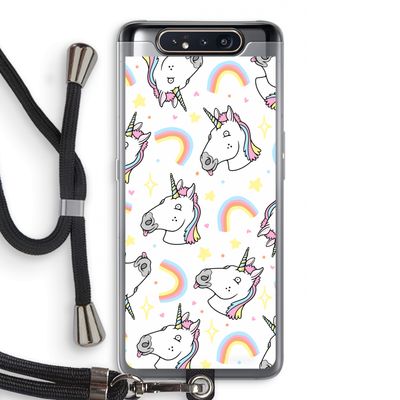 Rainbow Unicorn: Samsung Galaxy A80 Transparant Hoesje met koord