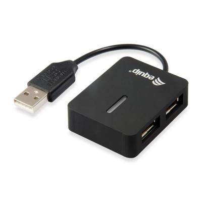Equip 128952, 4-port travel usb hub, usb 2.0, 480 mbit/s, plastic, black