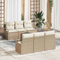 Tuinbankenset met kussen 7 pcs Beige poly rattan