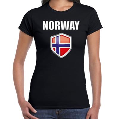 Noorwegen landen supporters t-shirt - zwart - dames - fan kleding - korte mouwen