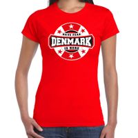 Have fear Denmark is here / Denemarken supporter t-shirt rood voor dames