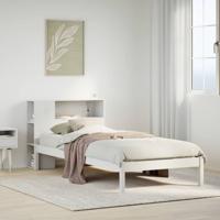 Bed met boekenkast zonder matras grenenhout wit 75x190 cm