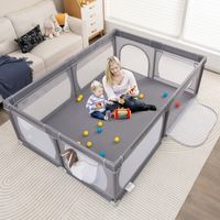 Babybox met Grote Ritsdeur Groot Speelhek met Zijvak & 50 Speelballen Grote Vloerstaande Babybox 206 × 147 × 68,5 cm Donkergrijs Babybox met Grote Ritsdeur Groot Speelhek met Zijvak & 50 Speelballen Grote Vloerstaande Babybox 206 × 147 × 68,5 cm Donkergrijs