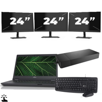 Fujitsu LIFEBOOK E5411 - Intel Core i5-11e Generatie - 14 inch - Touch - 8GB RAM - 256GB SSD - Windows 11 Home + 3x 24 inch Monitor