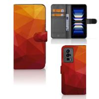 Book Case voor Xiaomi Poco F5 Pro Polygon Red | Portemonnee hoesje