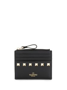 Valentino Garavani porte-cartes Rockstud en cuir - Noir