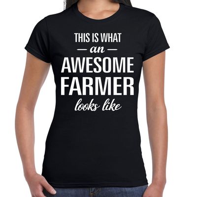 Awesome farmer / boerin cadeau t-shirt zwart dames
