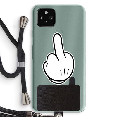 Middle finger black: Pixel 5a 5G Transparant Hoesje met koord