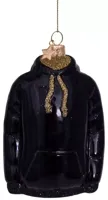 Vondels glazen kerstbal hoodie 9cm zwart