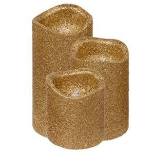 Feeric lights LED stompkaarsen - 3x - goud - glitter