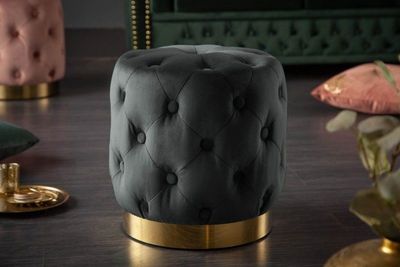 Design kruk MODERN BAROK 40cm zwart goud fluweel Chesterfield - 40732