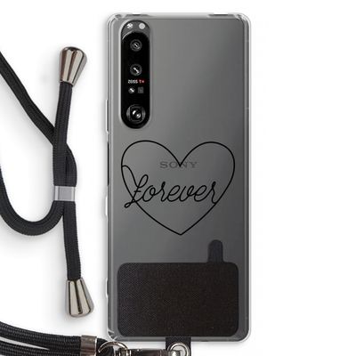 Forever heart black: Sony Xperia 1 III Transparant Hoesje met koord