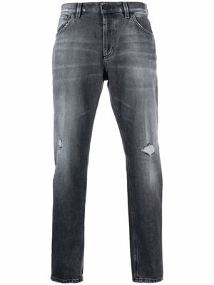 DONDUP jean droit à effet usé - Noir