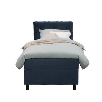 Boxspring Liv geruit - blauw - 90x200 cm - ronde poot - Leen Bakker