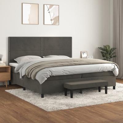Boxspring met matras fluweel donkergrijs 200x200 cm