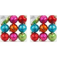 Inge Christmas Kerstballen - 18x - gekleurd - 6 cm - kunststof - glitter motief
