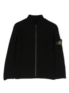 Stone Island Junior cardigan nervuré à motif Compass - Noir